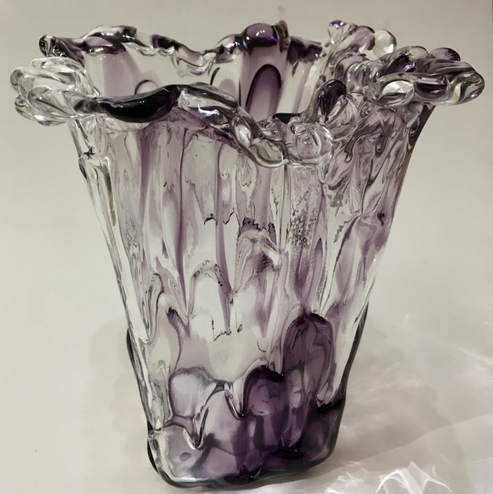RARE signed Adam Jablonski Orignal.  Amethyst colored crystal vase. - Picture 8 of 8
